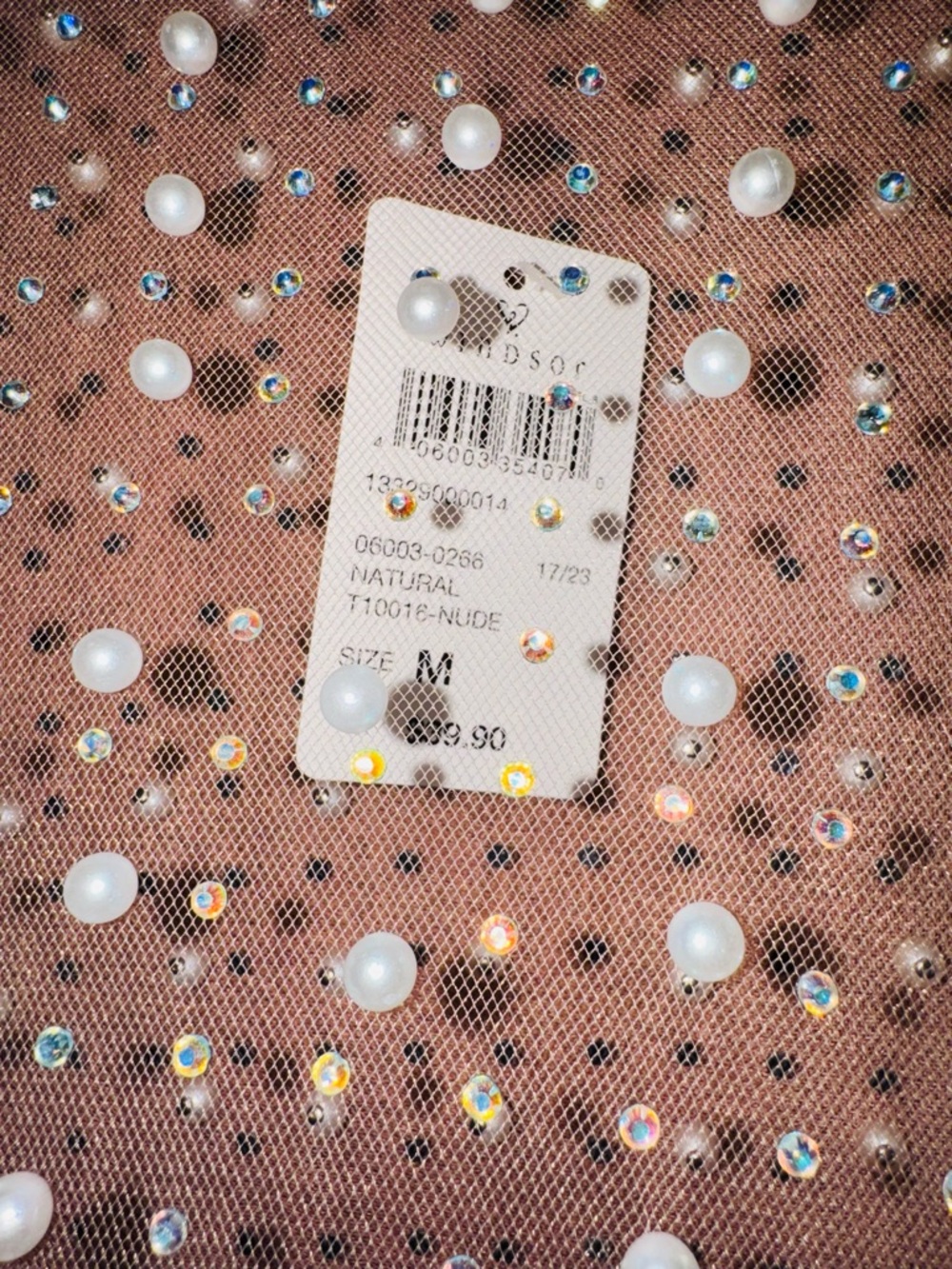 NWT Windsor Beautifully Beaded Mesh Crop Top in Natural (Nude) size Medium - Picture 10 of 11